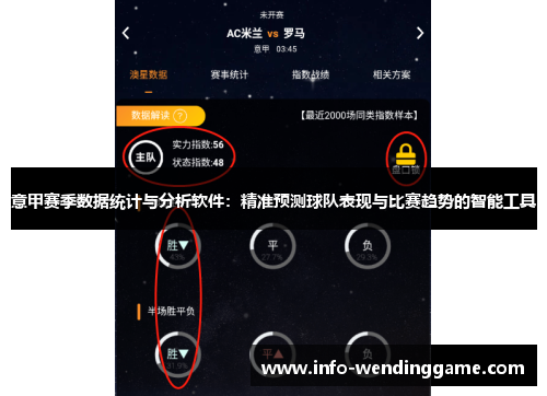 意甲赛季数据统计与分析软件：精准预测球队表现与比赛趋势的智能工具